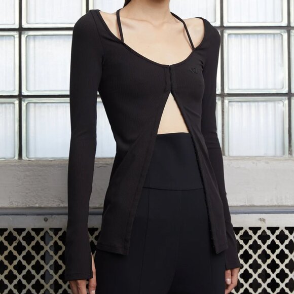 Danz New York FIR Hook & Eye Long Sleeve Top with Front Tie Slit Long Sleeves 38 - Picture 2 of 16